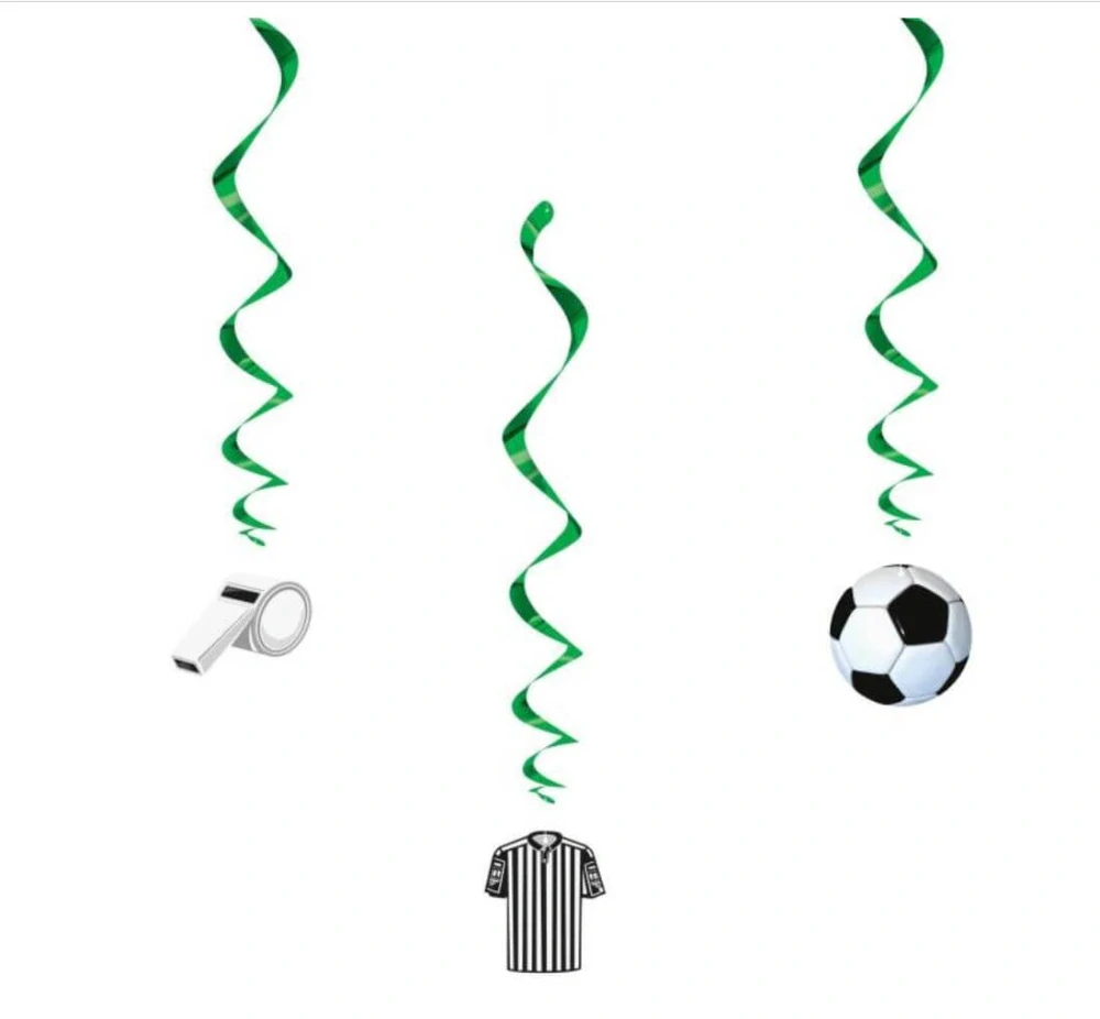 Závěsné spirály 3D Fotbal zelené 3 ks