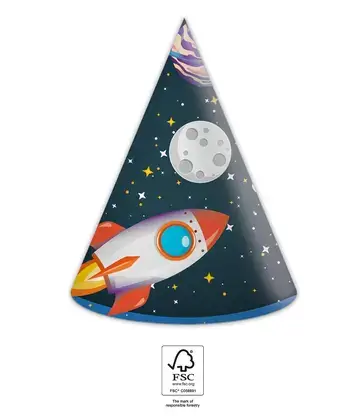 Party papírové čepičky Vesmír 6 ks