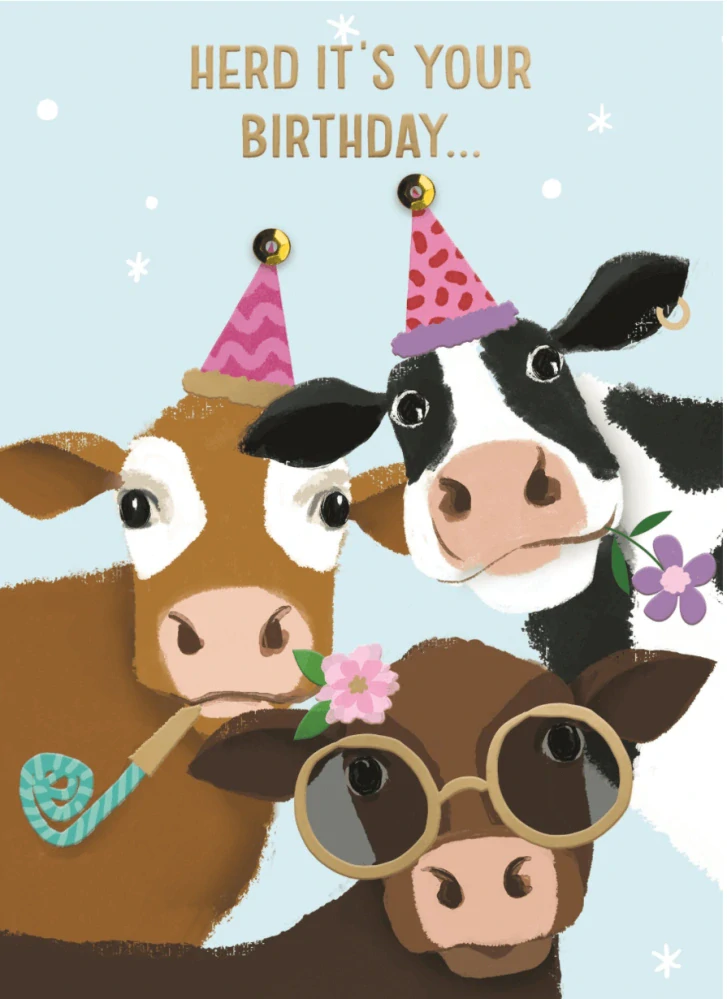 Narozeninové přání party kravičky Herd It's your birthday