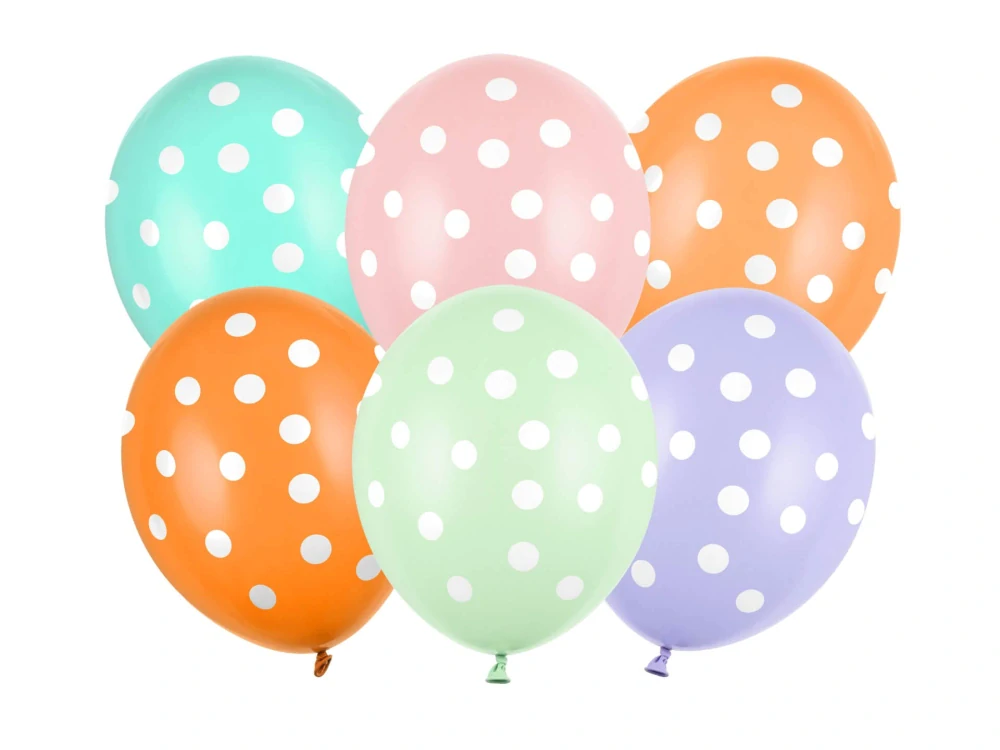 Latexové balonky barevné s puntíky 6 ks