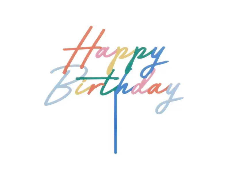 Zápich na dort Happy birthday duhový