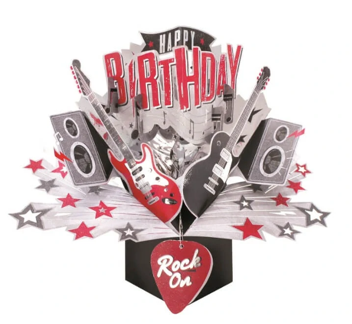 Narozeninové 3D přání Pop Up rock