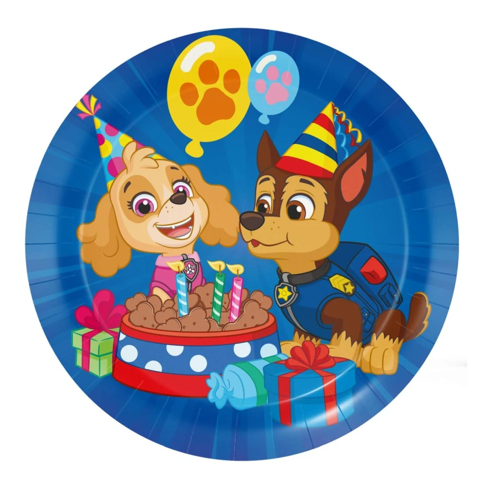 Papírové talířky Tlapková patrola Birthday 18 cm - 8 ks