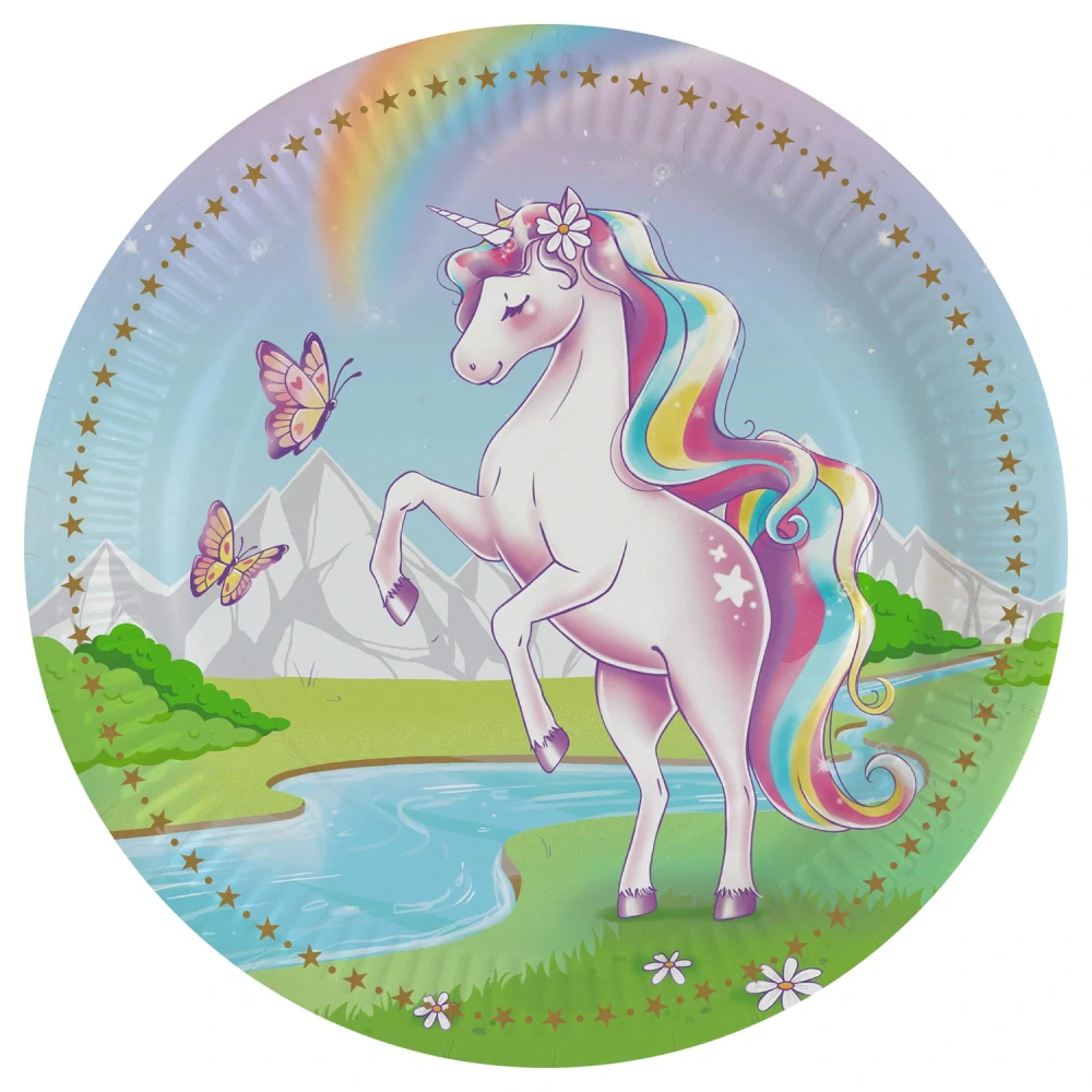 Papírové talíře Jednorožec Unicorn Dreams 23 cm 8 ks
