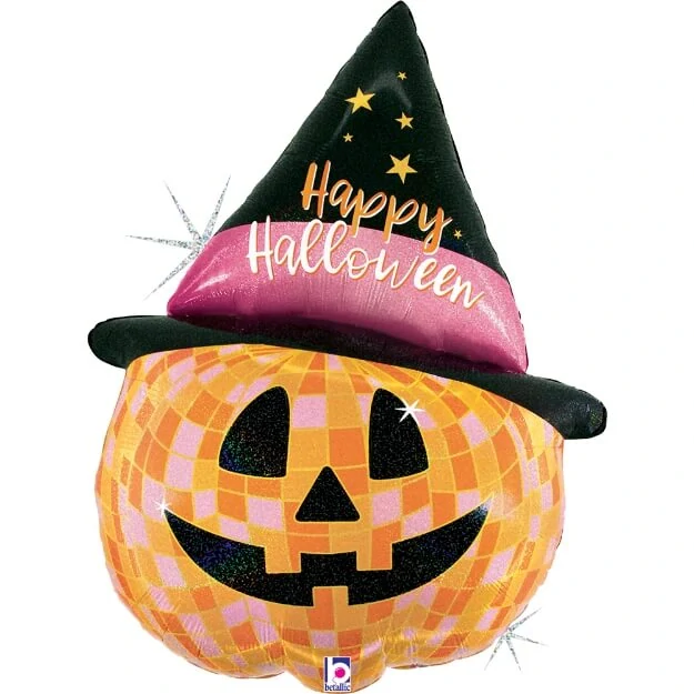 Fóliový balónek dýně Happy Halloween disco 84 cm