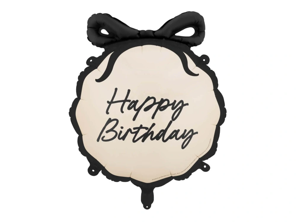 Fóliový balonek Happy Birthday s černou mašlí 45 cm