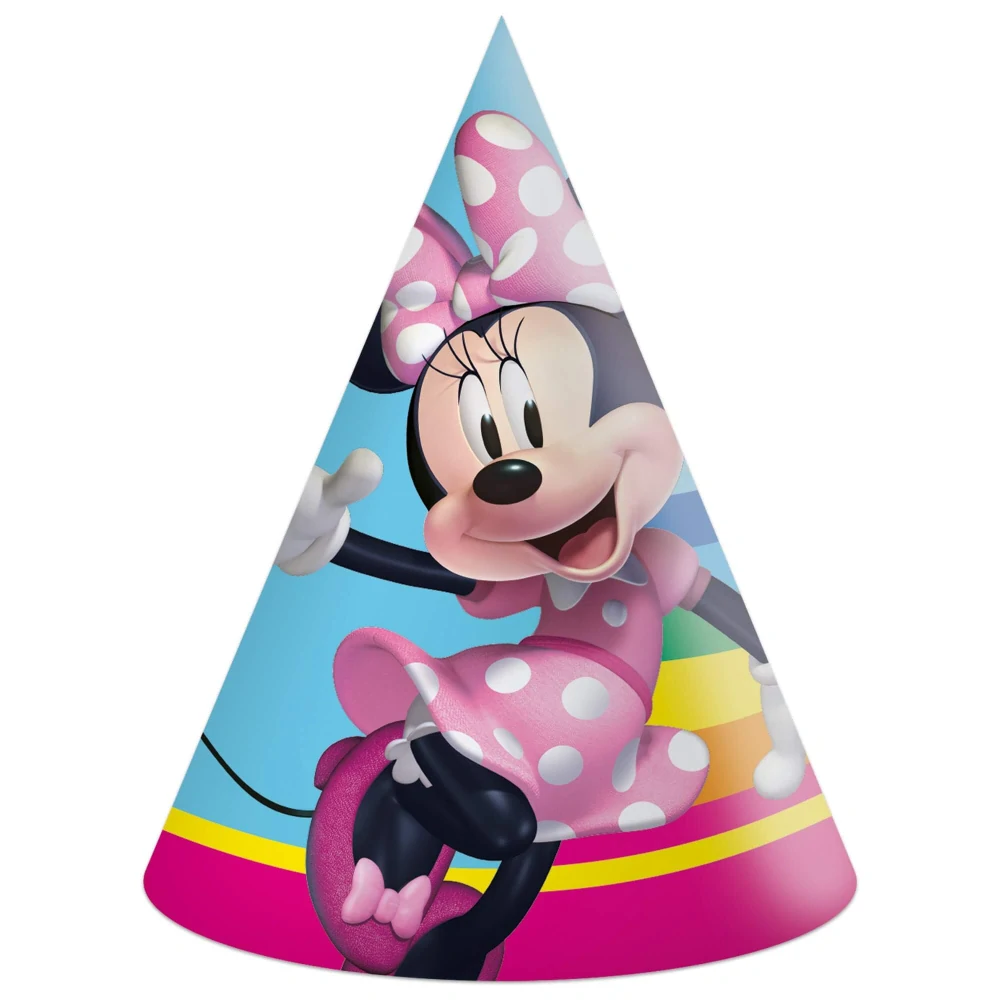 Papírové čepičky Minnie duhová 6 ks