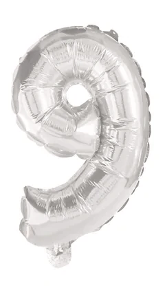 Fóliová číslice 9 stříbrná 85 cm