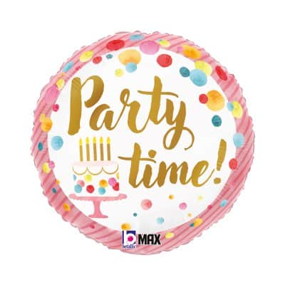 Fóliový balónek nafukovací - Happy Birthday / Party Time - 46cm - 1ks