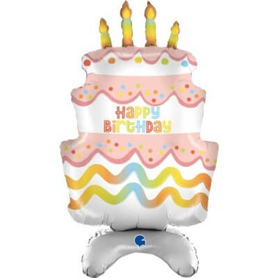 Fóliový stojící balónek dort Happy Birthday 74 cm