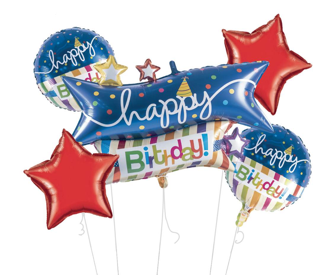 Buket Happy Birthday – Sada foliových balonků 5ks