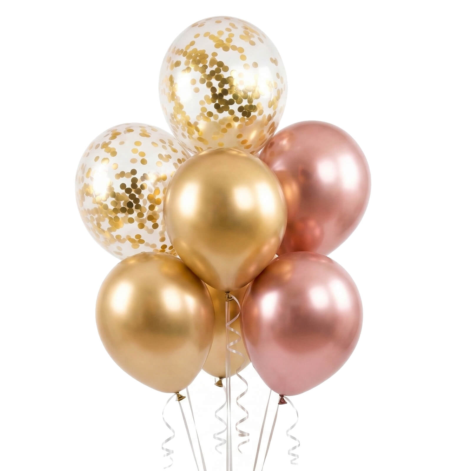 Balonkový buket rose gold a zlatý 7 ks