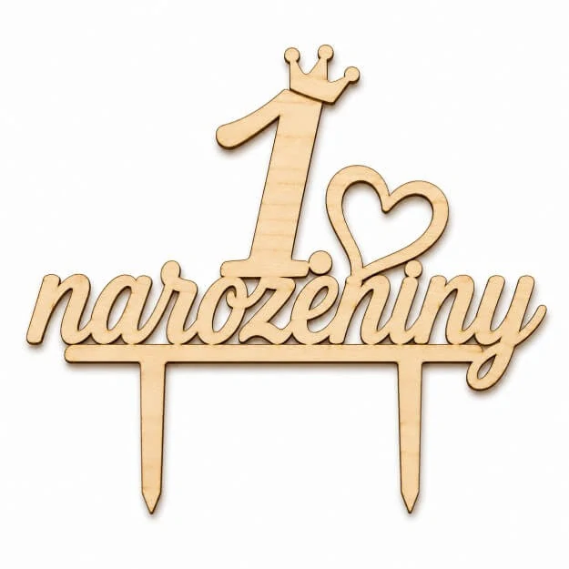 Dřevěný zápich na dort 1. narozeniny