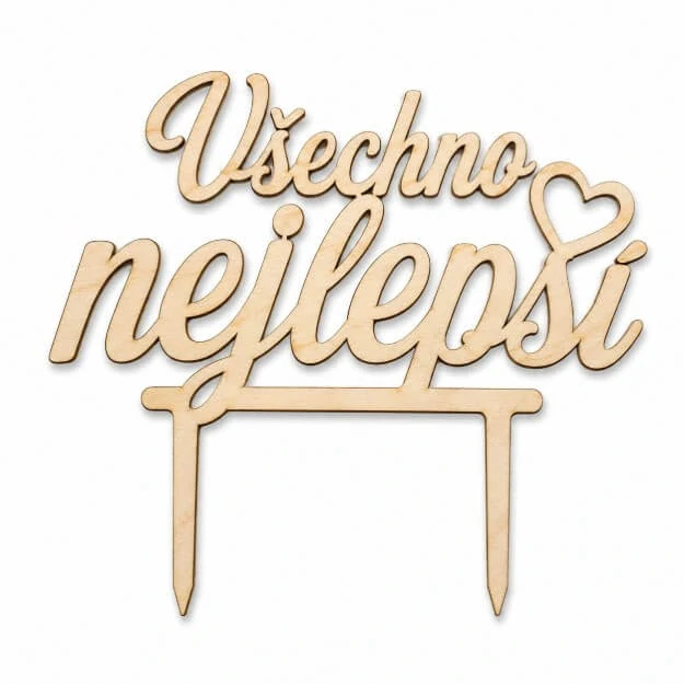 Dřevěný zápich na dort Všechno nejlepší