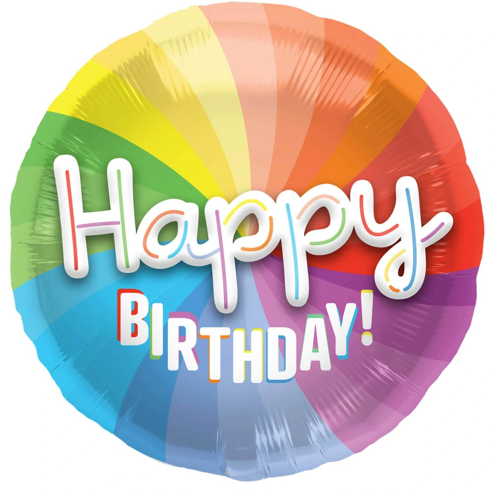 Fóliový balónek barevný Happy Birthday 56 cm