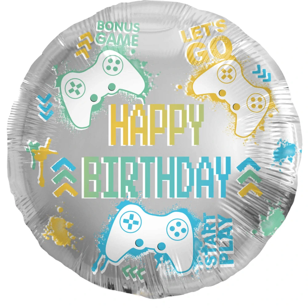 Fóliový balónek Happy Birthday gaming 45 cm
