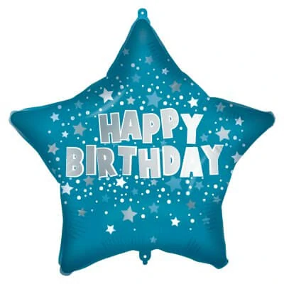 Fóliový balónek Happy Birthday Hvězda modrá 46 cm