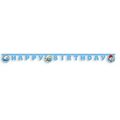 Závěsný baner Happy Birthday Šmoulové 2 m