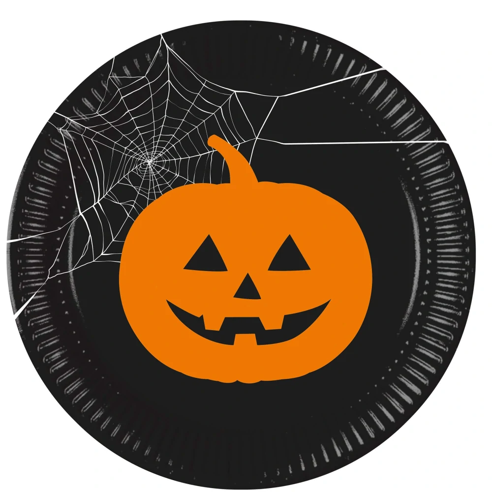 Papírové talíře Halloween dýně 23 cm - 8 ks