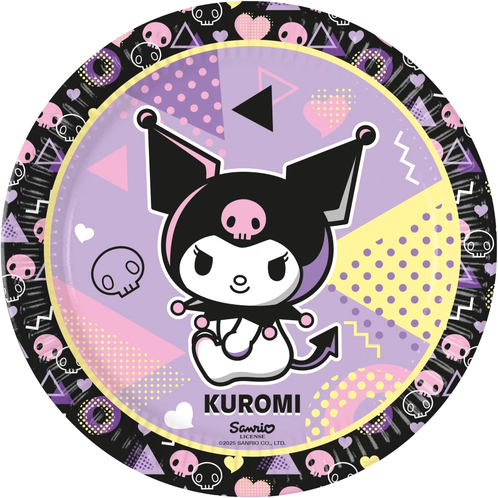 Papírové talíře Kuromi 23 cm - 8 ks
