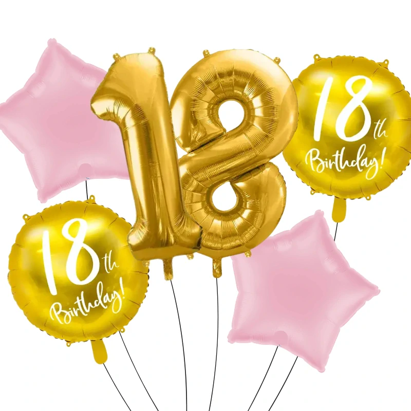 Sada fóliových balonků 18. narozeniny 6 ks