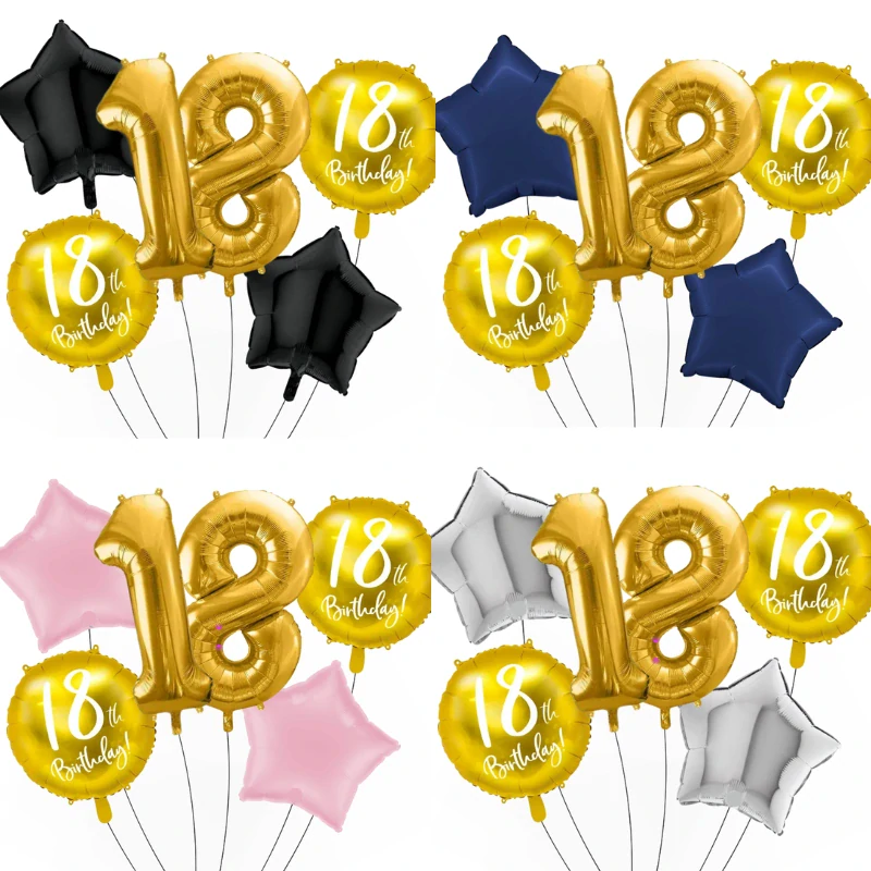 Sada fóliových balonků 18. narozeniny 6 ks