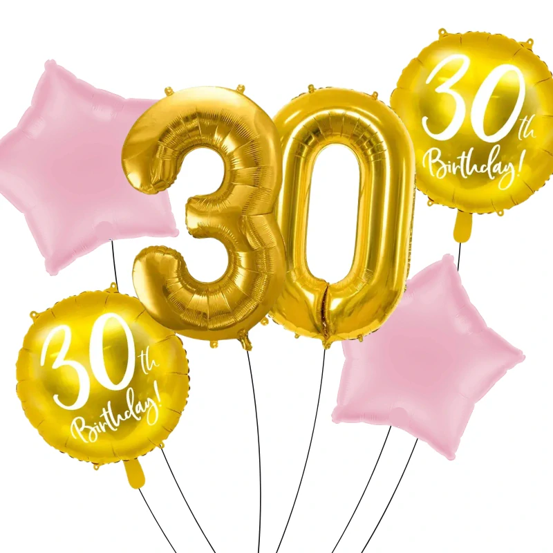 Sada fóliových balonků 30. narozeniny 6 ks