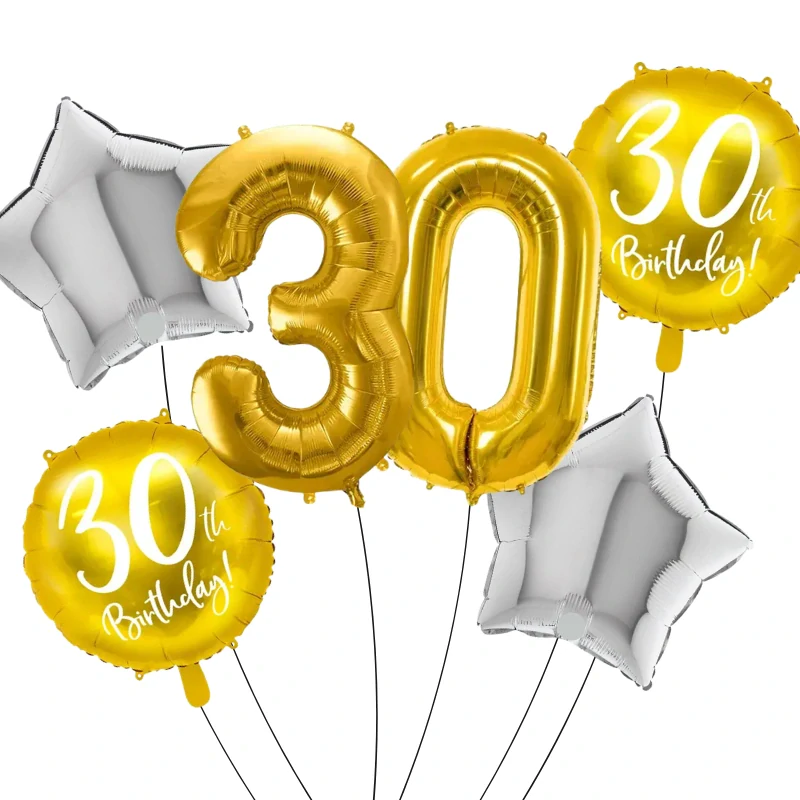 Sada fóliových balonků 30. narozeniny 6 ks