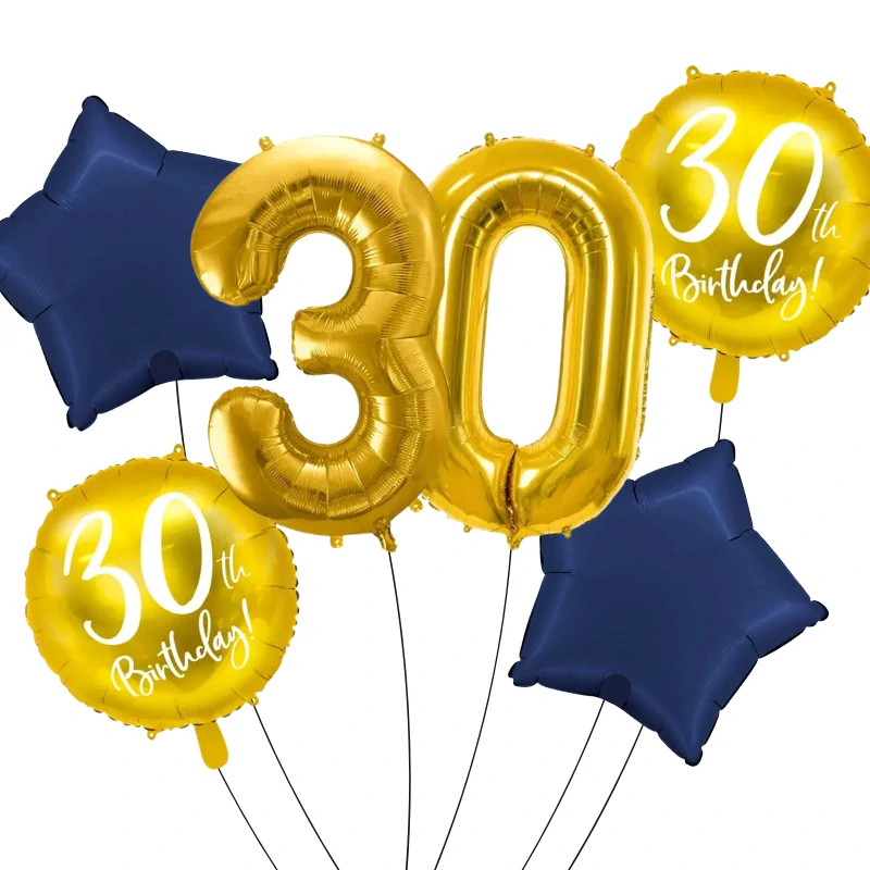 Sada fóliových balonků 30. narozeniny 6 ks