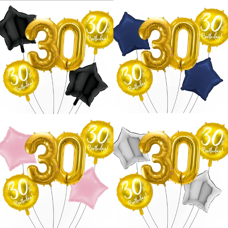 Sada fóliových balonků 30. narozeniny 6 ks