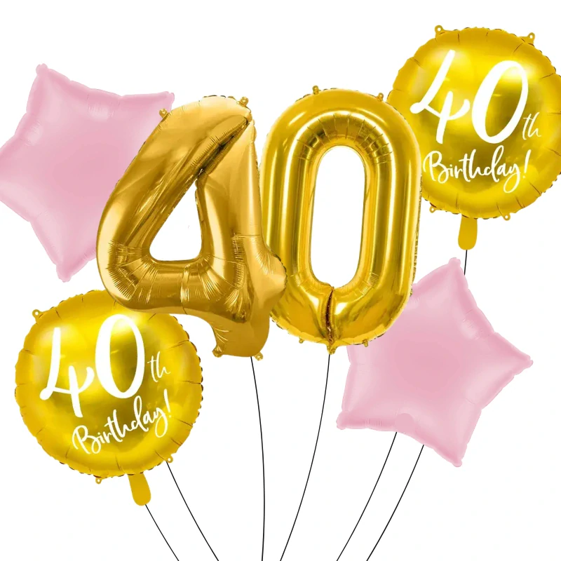 Sada fóliových balonků 40. narozeniny 6 ks