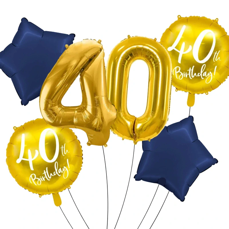 Sada fóliových balonků 40. narozeniny 6 ks