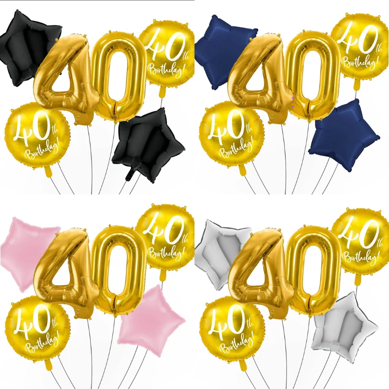 Sada fóliových balonků 40. narozeniny 6 ks