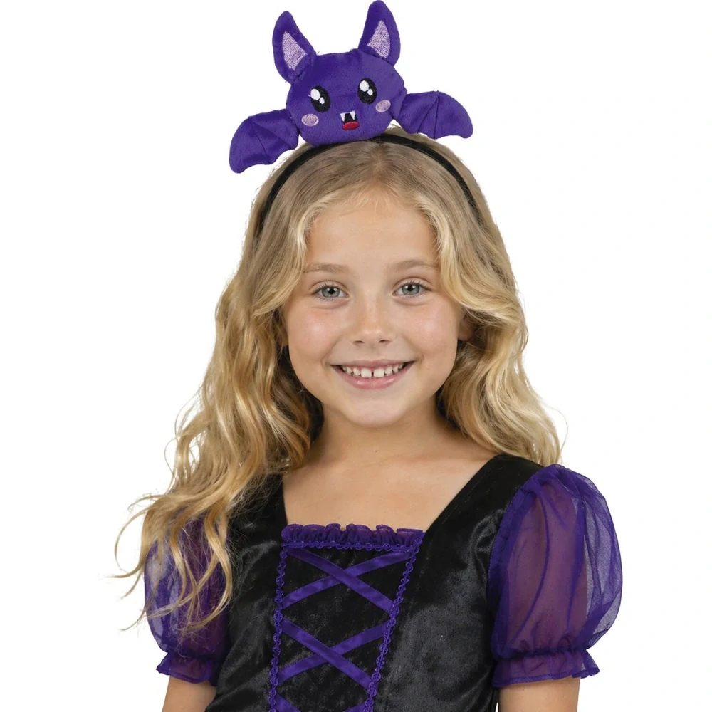 Halloweenská čelenka plyšový netopýr