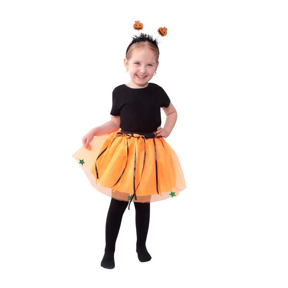 Dětský kostým sukně s čelenkou Halloween dýně