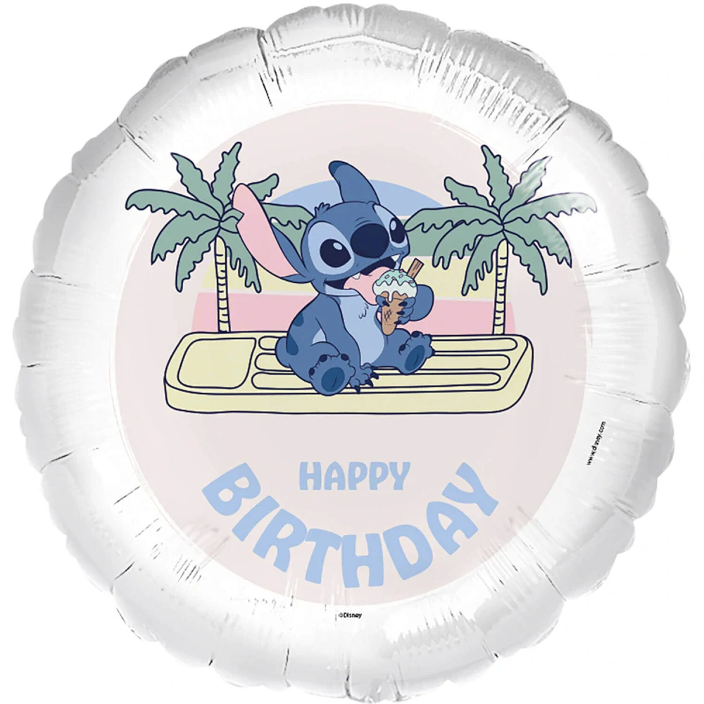 Fóliový balonek Stitch Ice Cream Happy Birthday kruh 45 cm