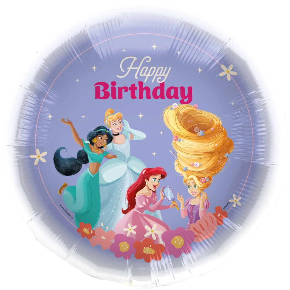 Fóliový balonek Disney princezny Happy Birthday kruh 45 cm