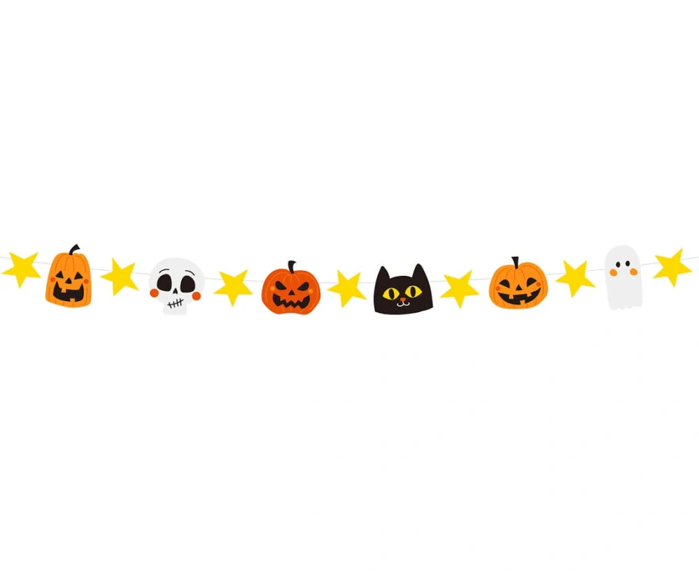 Papírová girlanda Halloween Dýně duchové a lebky 250 cm