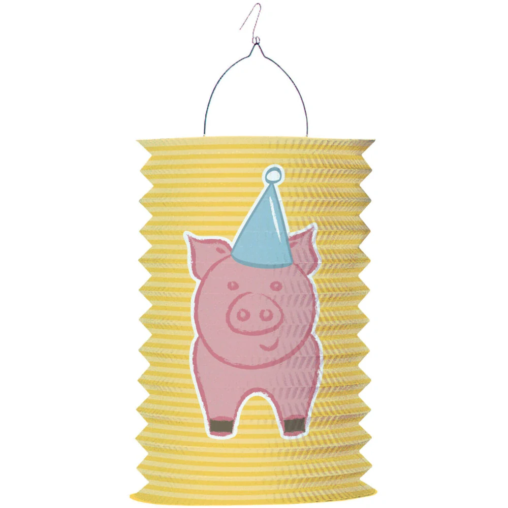 Papírový lampion žlutý Farma prasátko