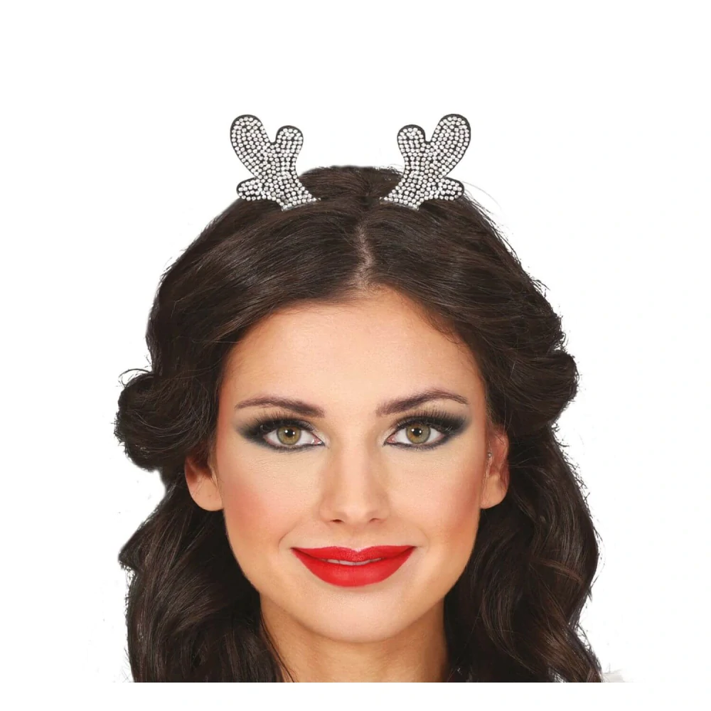 Vánoční čelenka stříbrná Sobí parohy