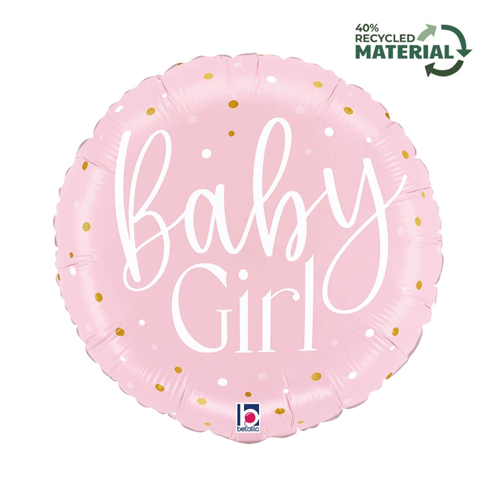 Foliový balonek Baby Girl růžový s puntíky 46 cm