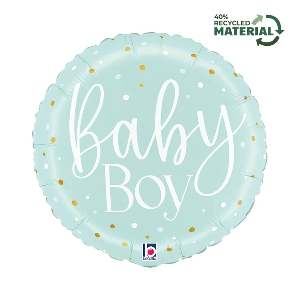 Foliový balonek Baby Boy modrý s puntíky 46 cm