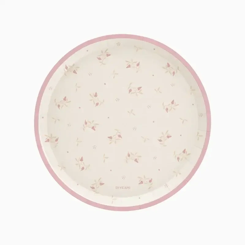 Papírové talíře květinové růžové 23 cm - 6 ks