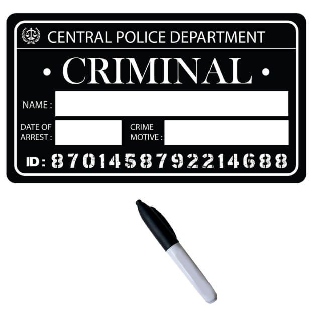 Fotorekvizita Policejní tabulka černá