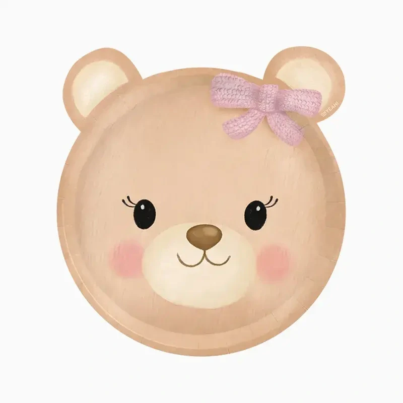 Papírové talíře Medvídek růžový 20cm - 6 ks