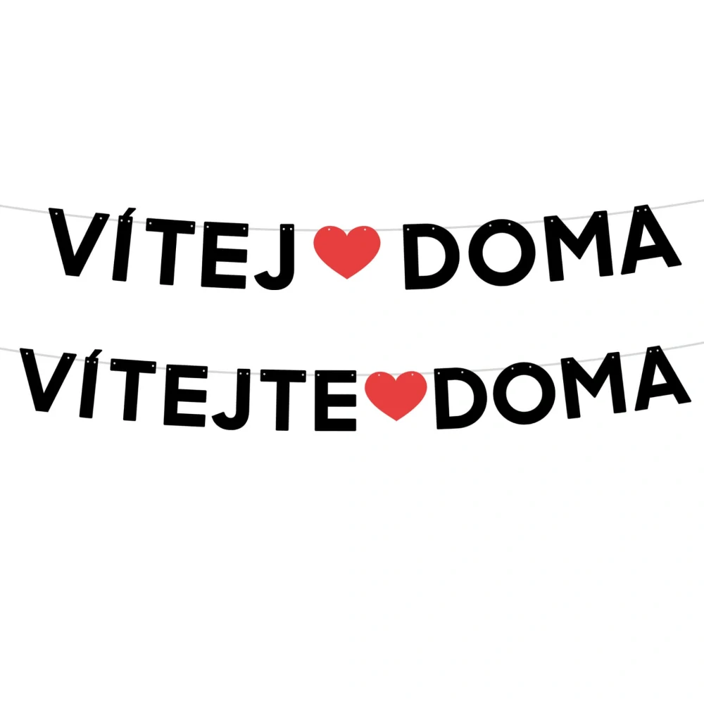 Papírová girlanda nápis Vítej doma / Vítejte doma černý 110 cm