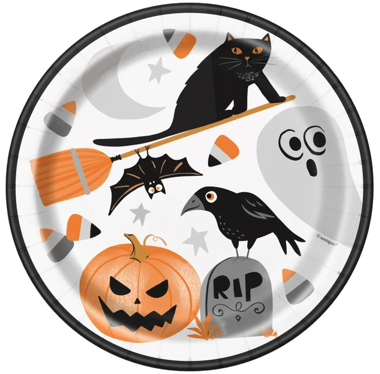 Papírové talířky Halloween 22 cm - 8 ks
