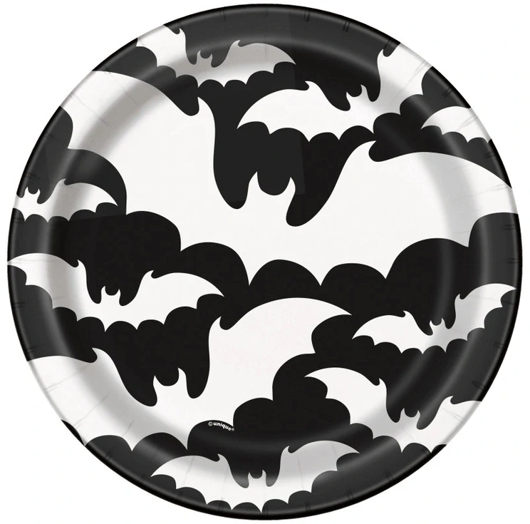 Papírové talířky Halloween Netopýři 22 cm - 8 ks