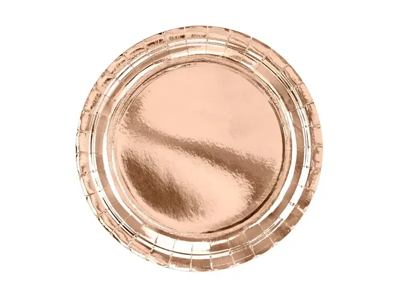 Papírové talíře metalické rose gold 23 cm - 6 ks