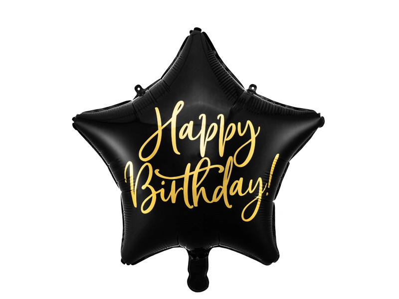 Foliový balonek Happy Birthday Černá Hvězda 40 cm
